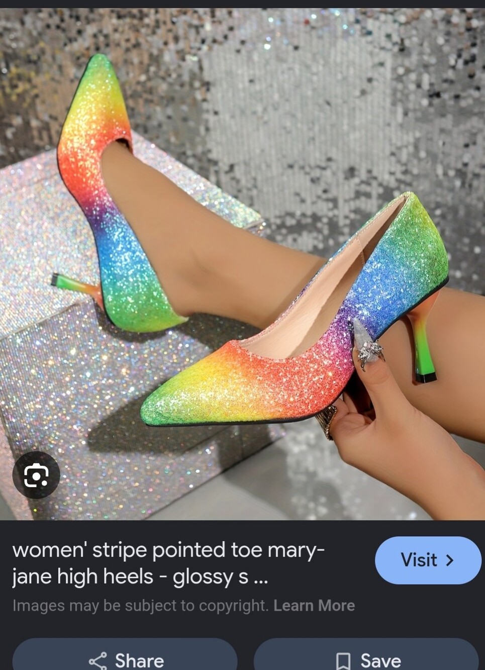 Rainbow Pastel Glitter Pointed-Toe Pumps Pride Festival Sz 41 (US 9-10)